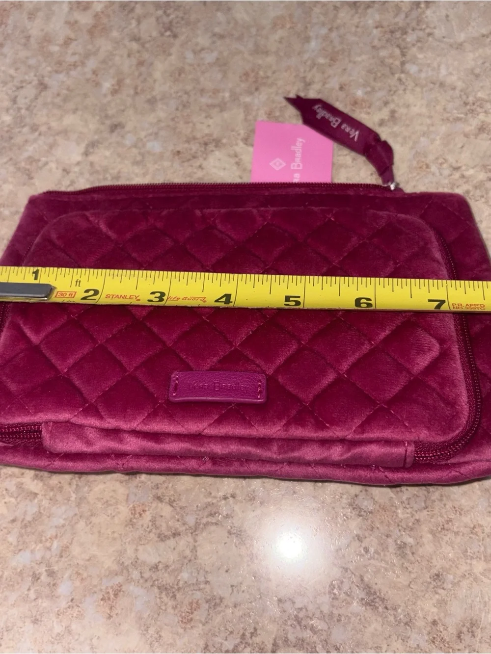 Vera Bradley Quilted Velvet Cosmetic Pouch in Raspberry